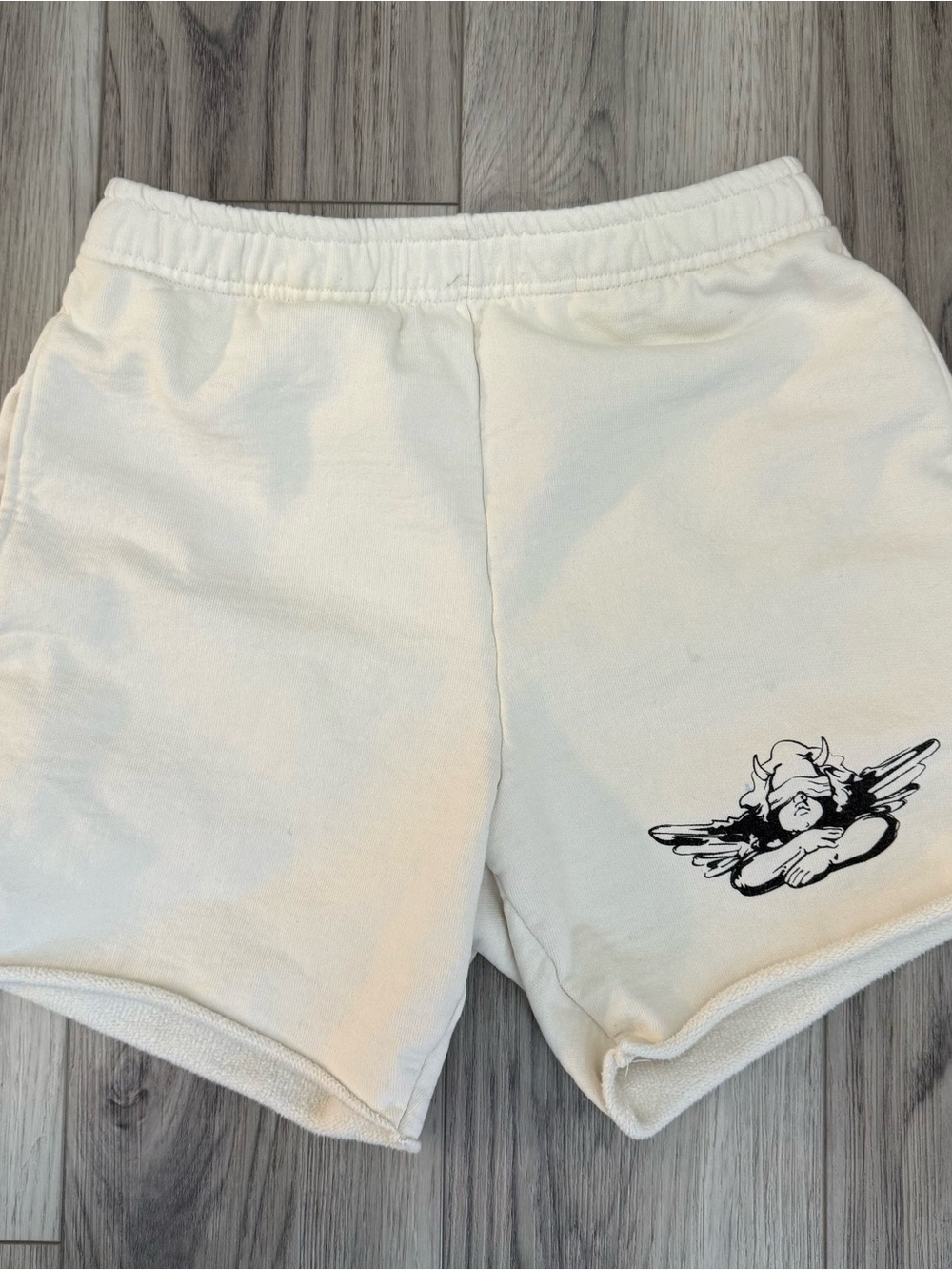 Boys Lie White Evil Angel Graphic Sweatshorts Women's Size Medium